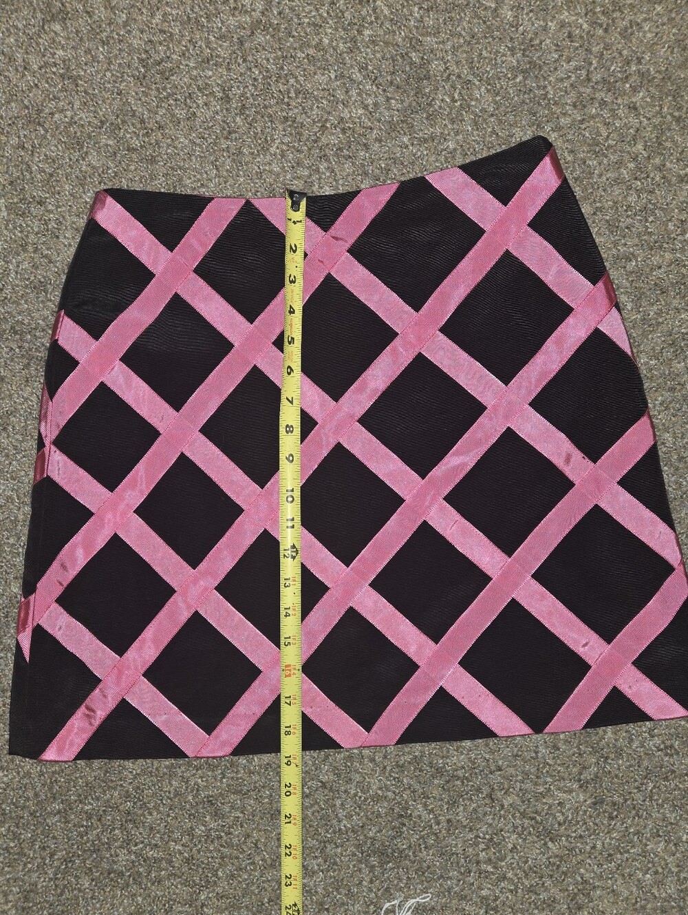 Women's Black Skirt with Pink Lattice Overlay,  Grossgrain, Beautiful Skirt